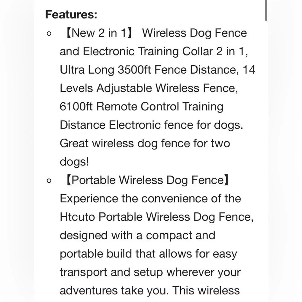 Htcuto Electronic Training Collar & Fence 2 in 1 3500FT Waterproof 6100ft Remote